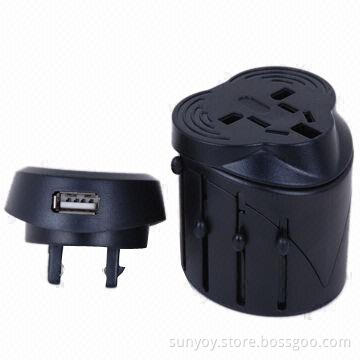 USB Universal Travel Adapter, 100 to 240V Input, Sized 55x60x60mm Approximately